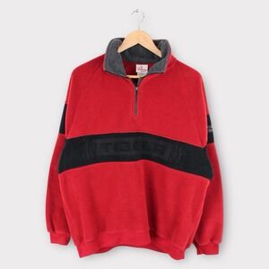 Vintage Disney Store Tigger Quarter Zip Fleece Pullover Red Black Mens Medium